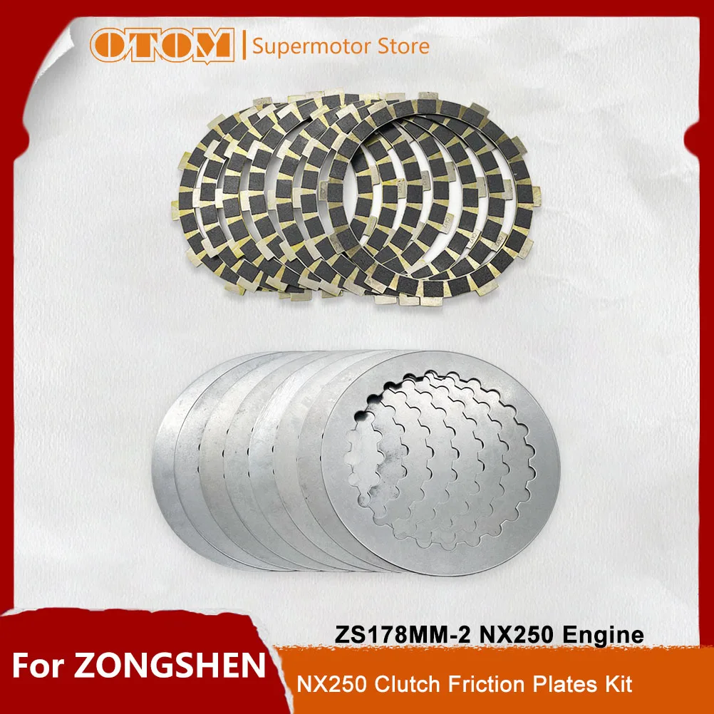 OTOM Motorcycle Clutch Friction Plates Clutch Steel Disc Kit For ZONGSHEN ZS178MM-2 NX250 4T Water-Cooled Engine Accessories