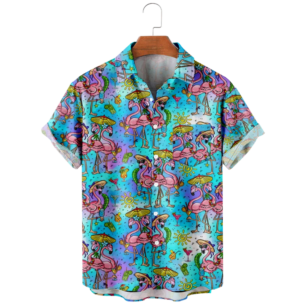 

Men's Short Sleeve Button-Up Shirt With Fancy Leaf Pattern Print, Casual Summer Hawaiian Style, Daily Vacation Beachwear For Men