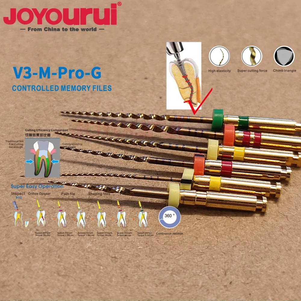 6pcs/Pack Dental Root Canal File Heat-Activated Rotary Nitinol Tooth Pulp Files Thermally Activated Nickel-Titanium Dentistry