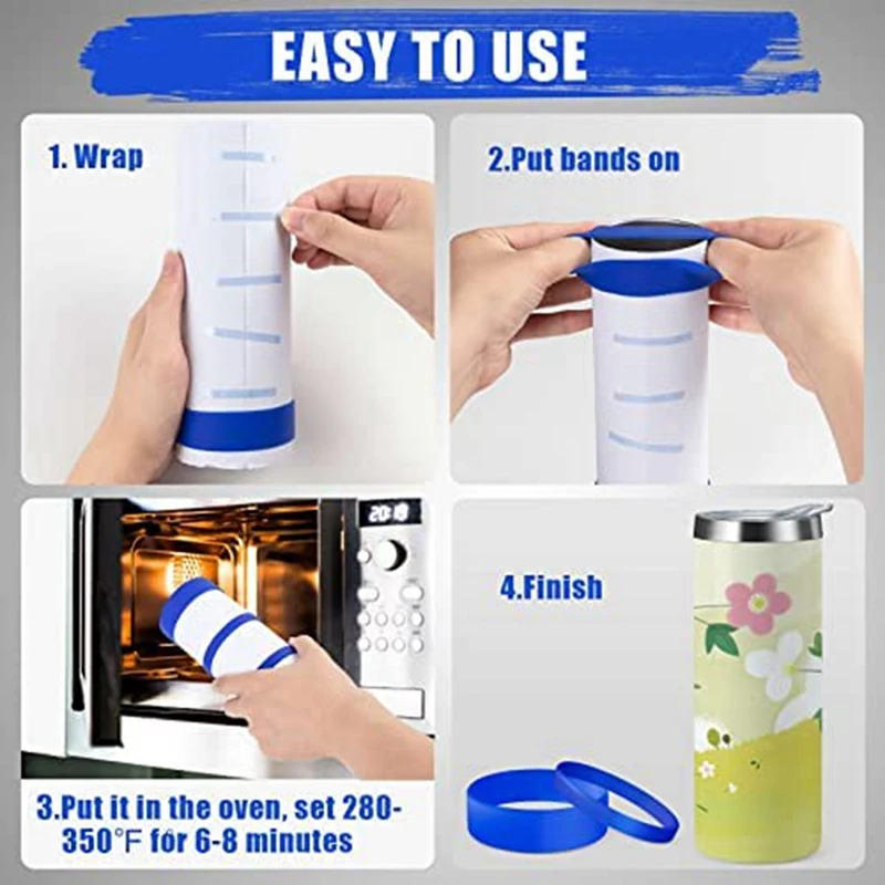 Silicone Bands For Sublimation Tumbler,2 Sizes Tight-Fitting,Prevent Ghosting Sublimation Paper Holder For 20 Oz Cups