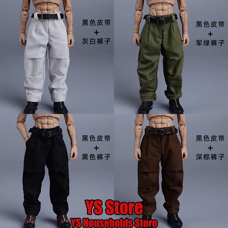 Romankey Nota 1/12 Scale Man Soldier Casual Tooling Harlan Pants Black Brown Belt Accessory For 6