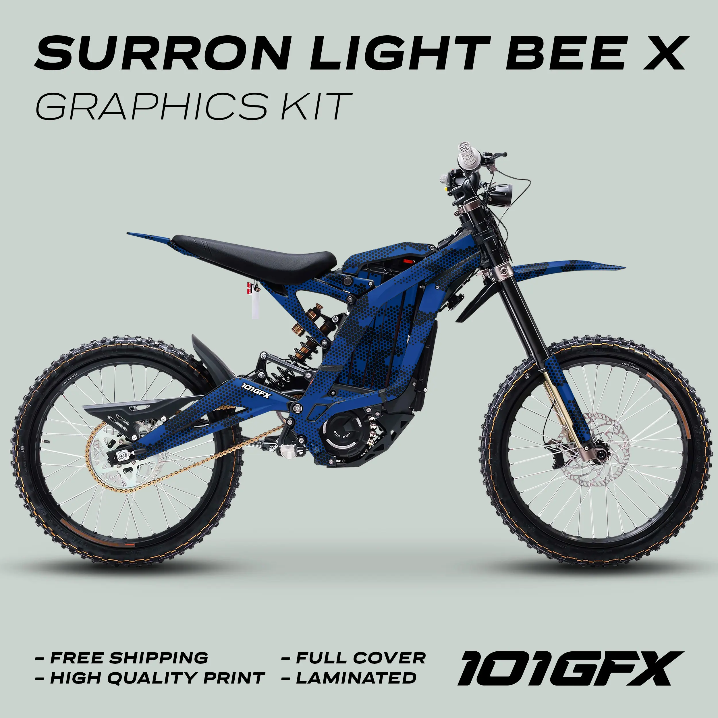 Graphics Kit HEXOCAM BLUE Stickers Honeycomb Camo Camouflage Hexagon Style Laminated  L1E eBike Emoto For Surron Light Bee X