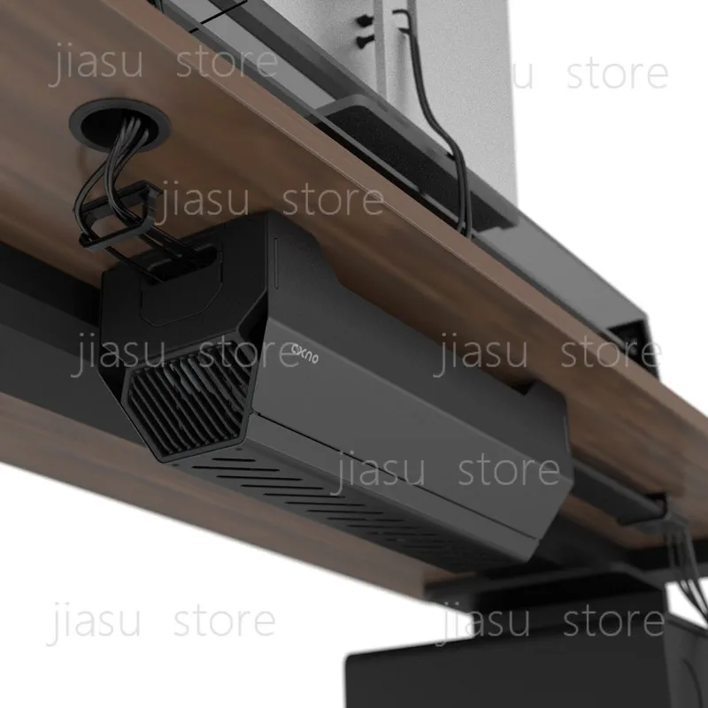 

No-Drill Under-Desk Cable Organizer, Hidden Power Strip & Wire Management Rack for Computer Desk