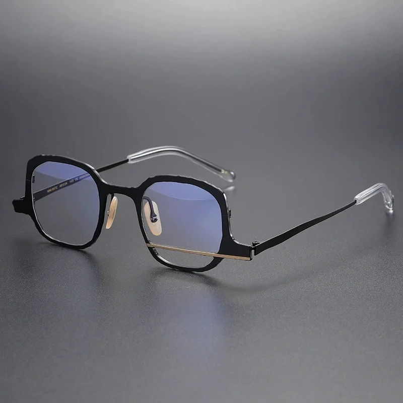 Belight Optical ญี่ปุ่น Dissymmetry Design Vintage Retro Handmade Pure Titanium กรอบแว่นตาเลนส์ MM0072