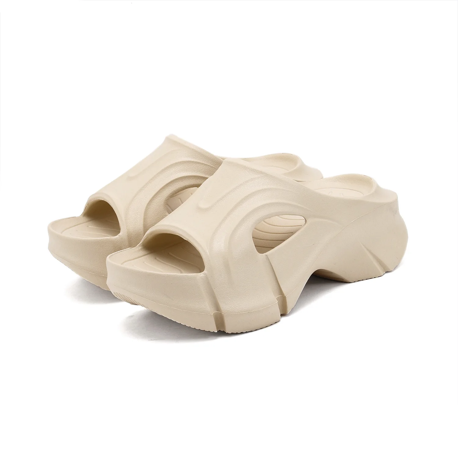 

Thick-soled slippers women step on shit feeling EVA soft-soled ins tide one-word outdoor high heels