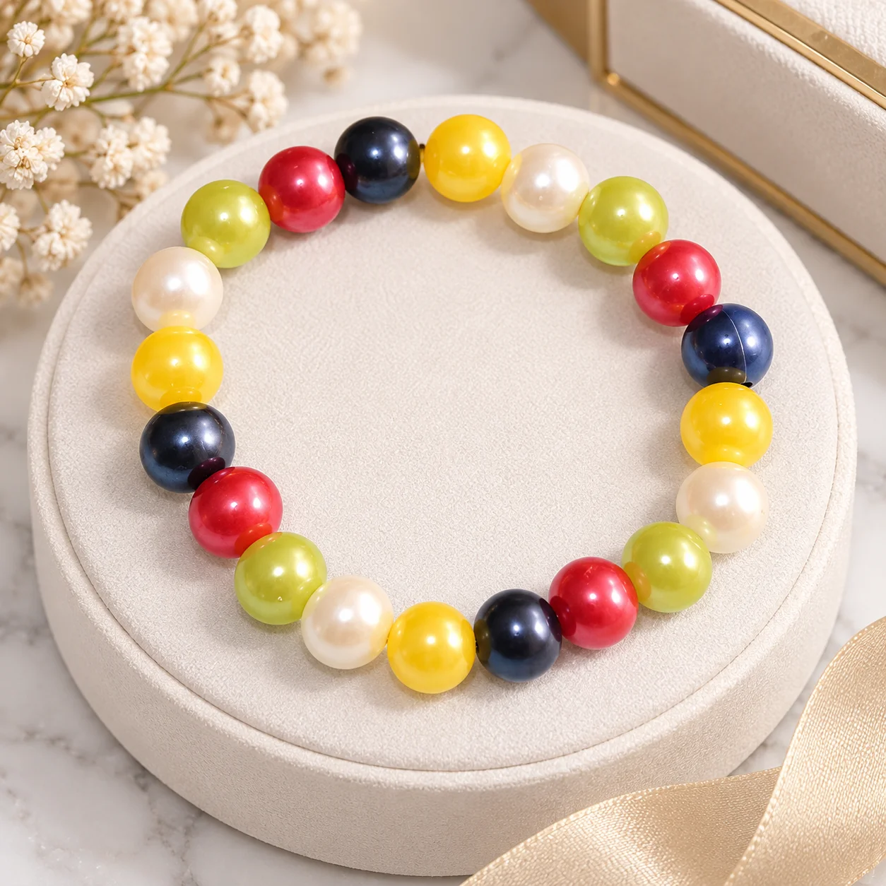 Mulit Color Imitation Pearl Masonic Group Sign Order of the Eastern Star Sign Bracelet OES Women Bangle for Promotion Gift