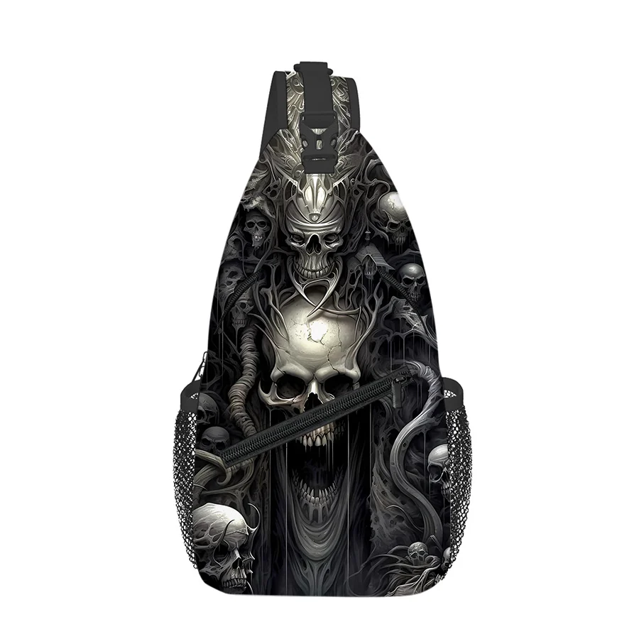 New Skull Pattern Chest Bag Boy/Girls Best Gift 2D Cartoon Large Capacity Sports Leisure Fashion Fitness Bag for Children