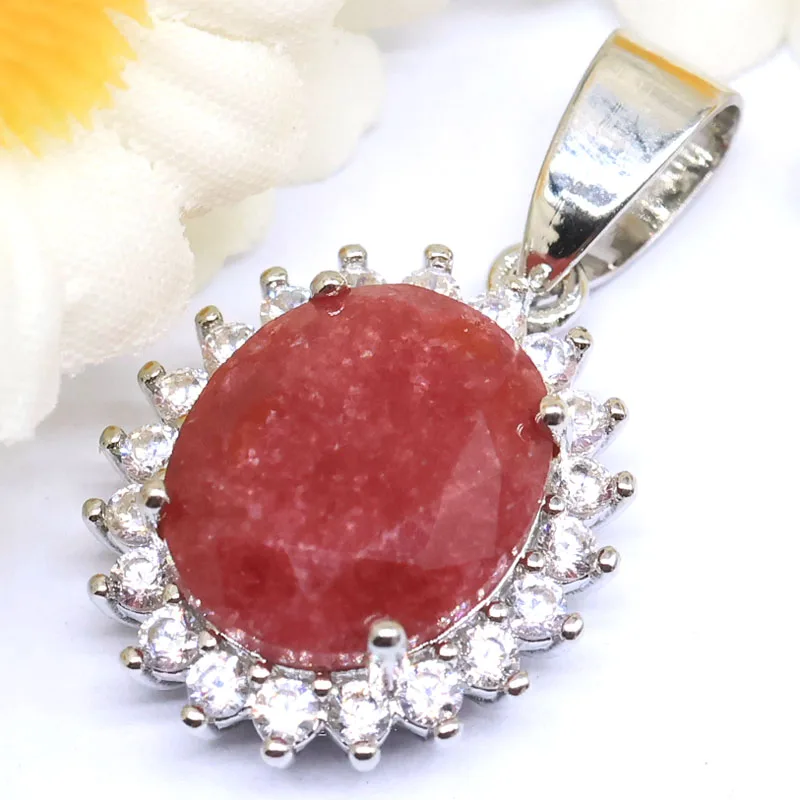Buy 3 Get 1 Free 26x15mm Fancy Real Red Ruby Green Emerald White CZ Gift For Girls Silver Pendant