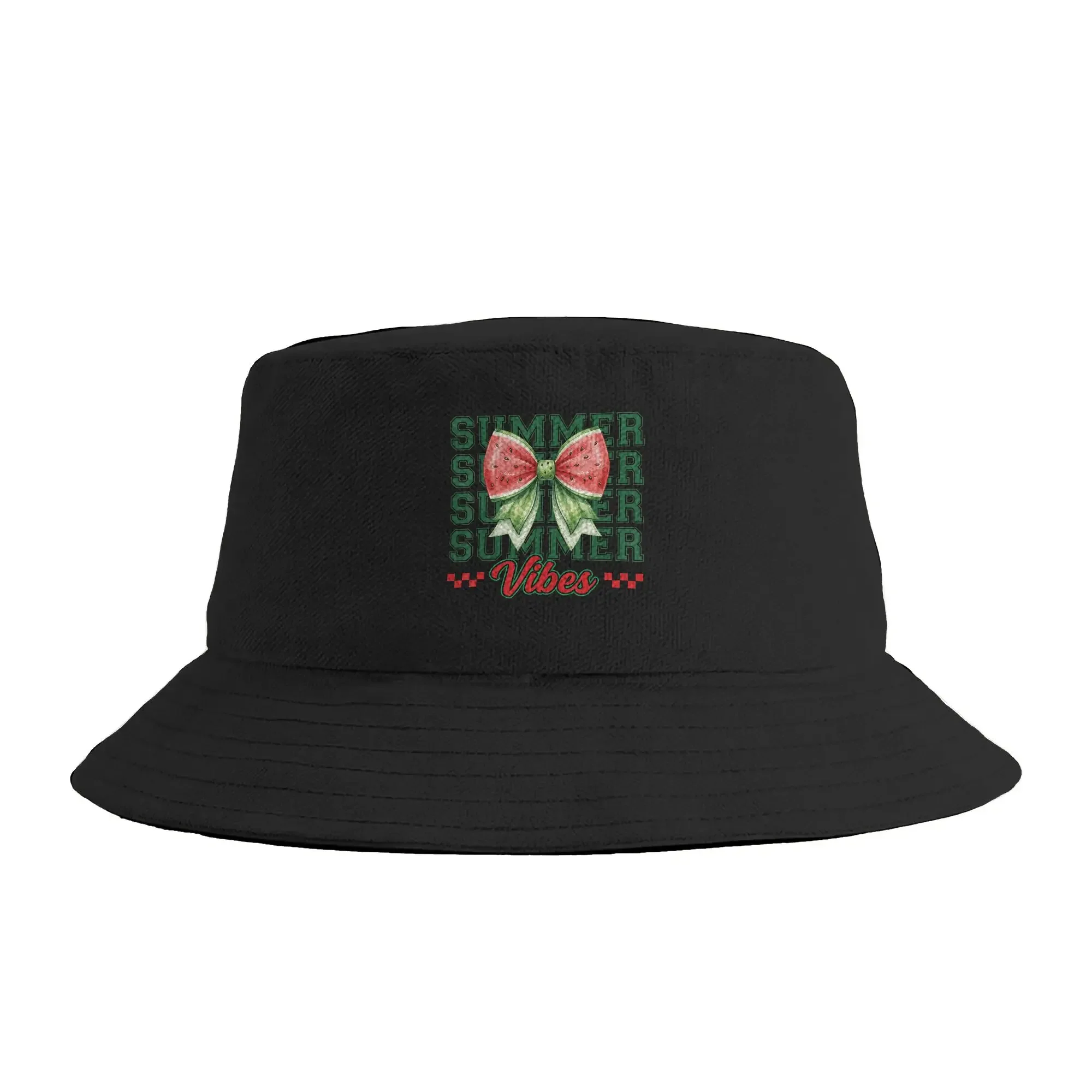 Retro Summer Vibes Coquette Bow Watermelon Vacation 2026 Bucket Hat Outdoor Fisherman Caps For Men Women Beach Travel Visor Hats