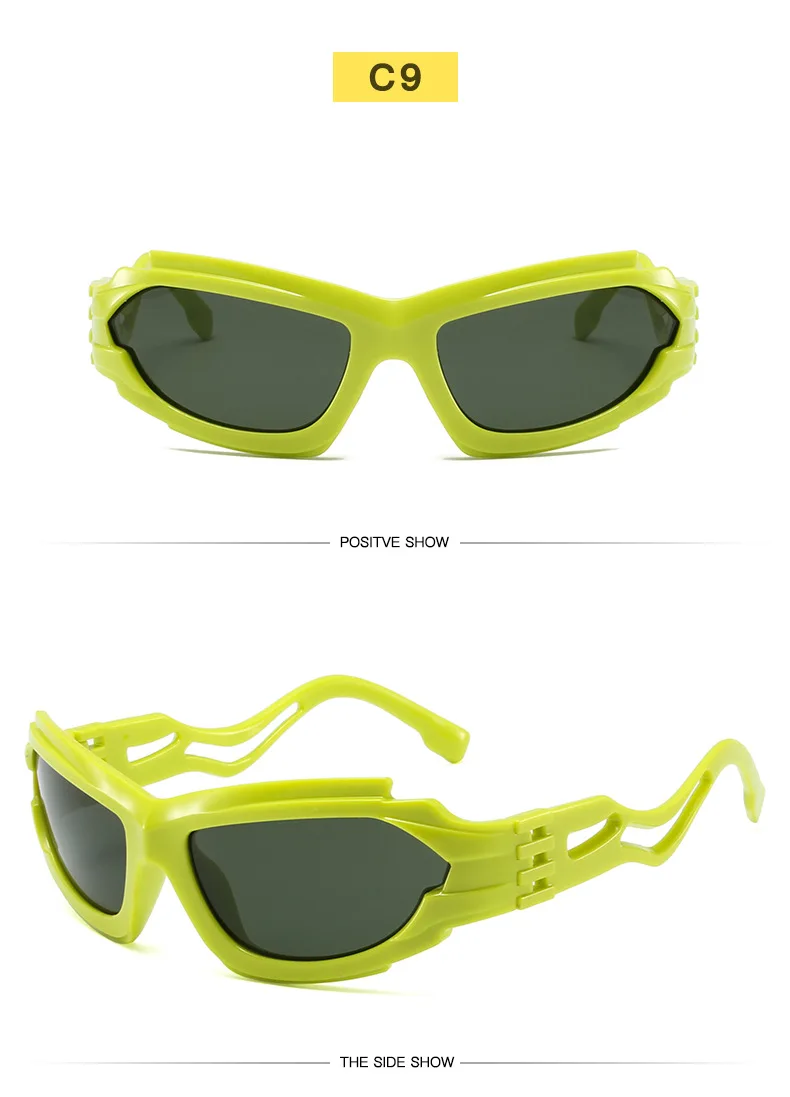 Outdoor Sport Sonnenbrille Frauen 2000S 90S Ästhetische Y2K Sonnenbrille Männer Vintage Shades Mode Coole Punk Goggle Brillen Wellenförmige Beine – Detail 13