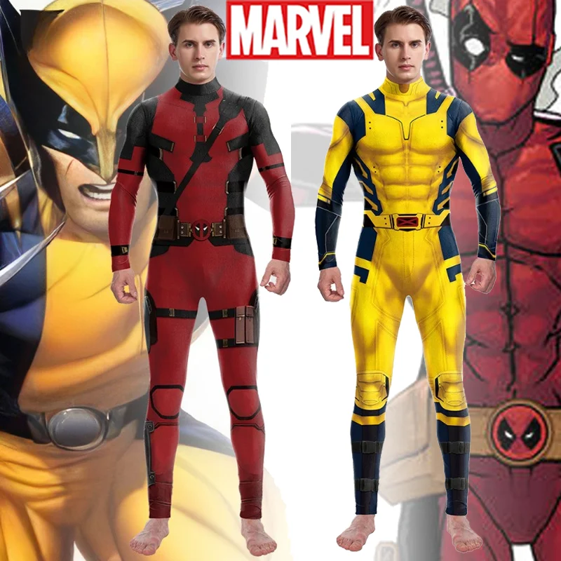 Mono de MARVEL Lobezno Deadpool para hombre y mujer, mono ajustado para fiesta de Halloween, disfraz de superhéroe, accesorios para regalo