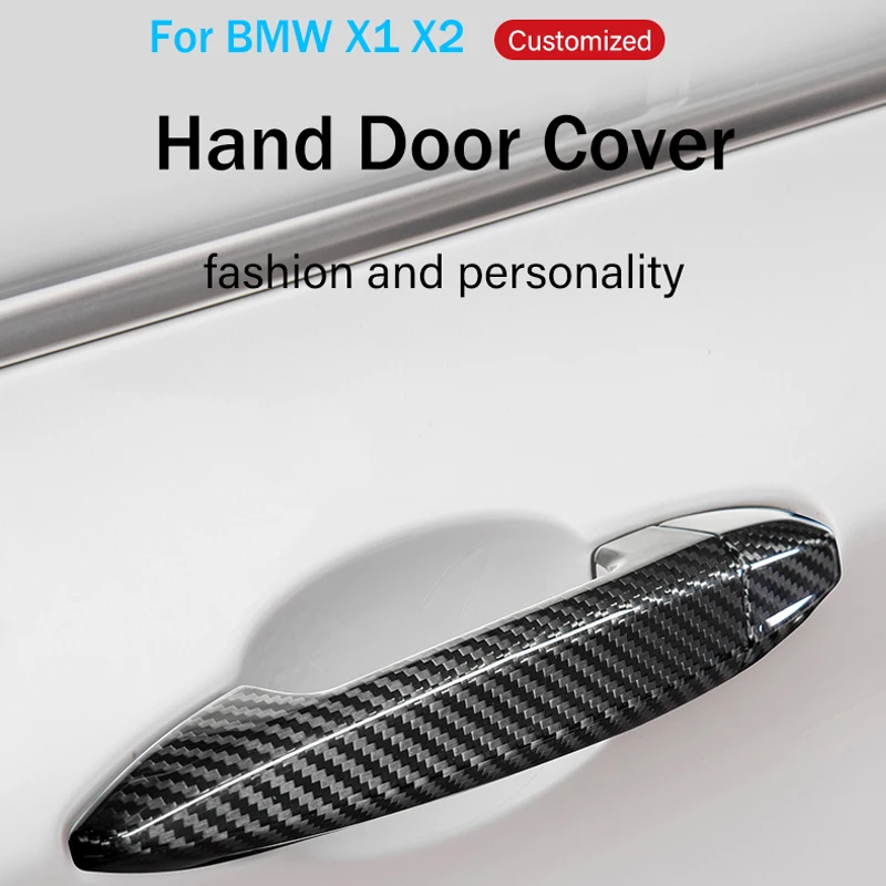 Carbon Fiber Car Door Handle Cover Stickers Trim Exterior Accessories For BMW X1 X2 2023 2022 2021 2020 2019 2018 2017 2016