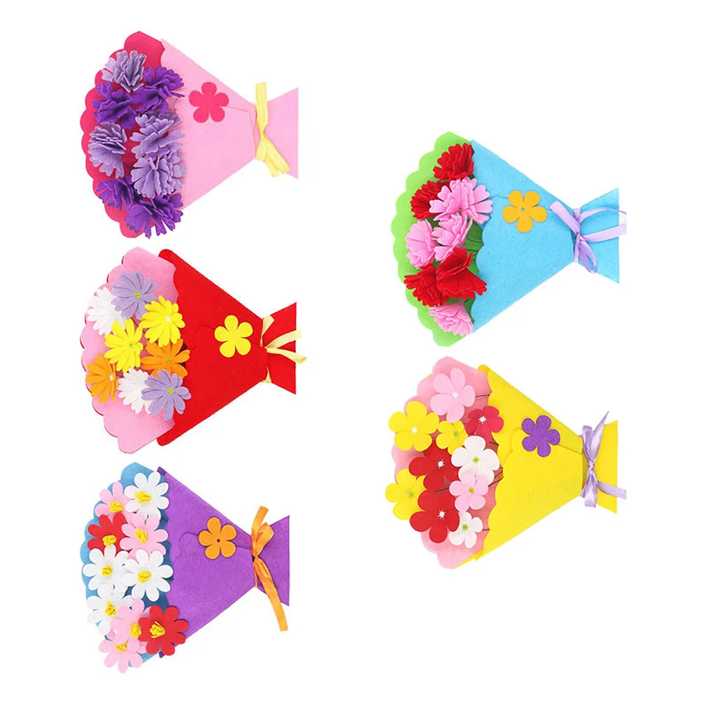 

3Pcs DIY Bouquet Material Kit Non-Woven Creative Handmade Flower Educational Package Easy Assemble Bright Colorful Kids DIY