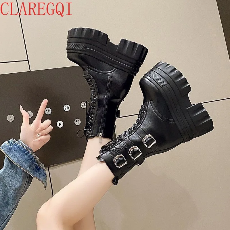 Fall Boots Women 14cm Lncrease In Height Platform Boots For Women Black White Fur Boots Concer Comic Exhibition COS Male Model