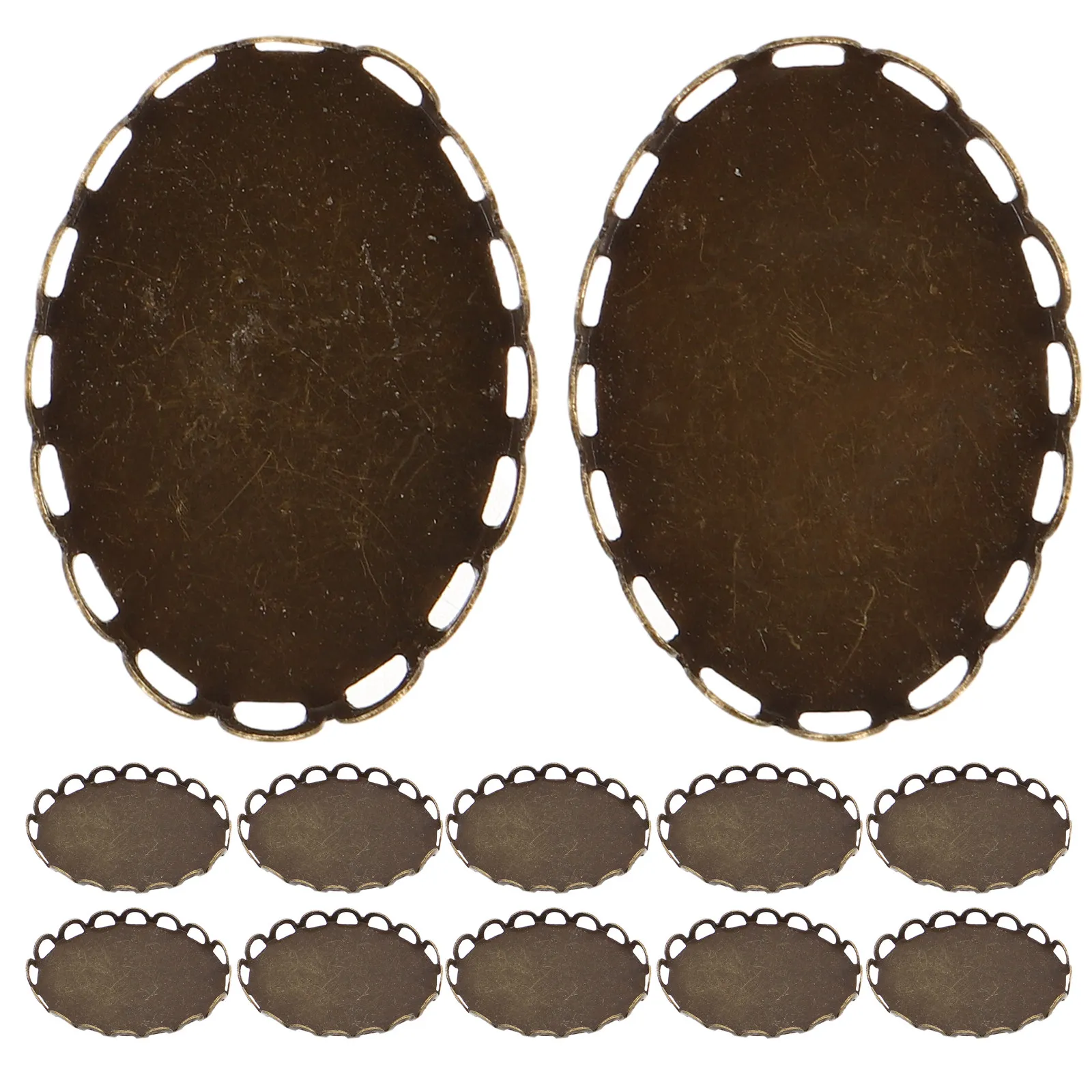

40Pcs Handmade Gem Setting Copper Oval Bezel Trays Hollow Edge Design for Hairpin Brooch Making DIY Cabochon Jewelry Crafting
