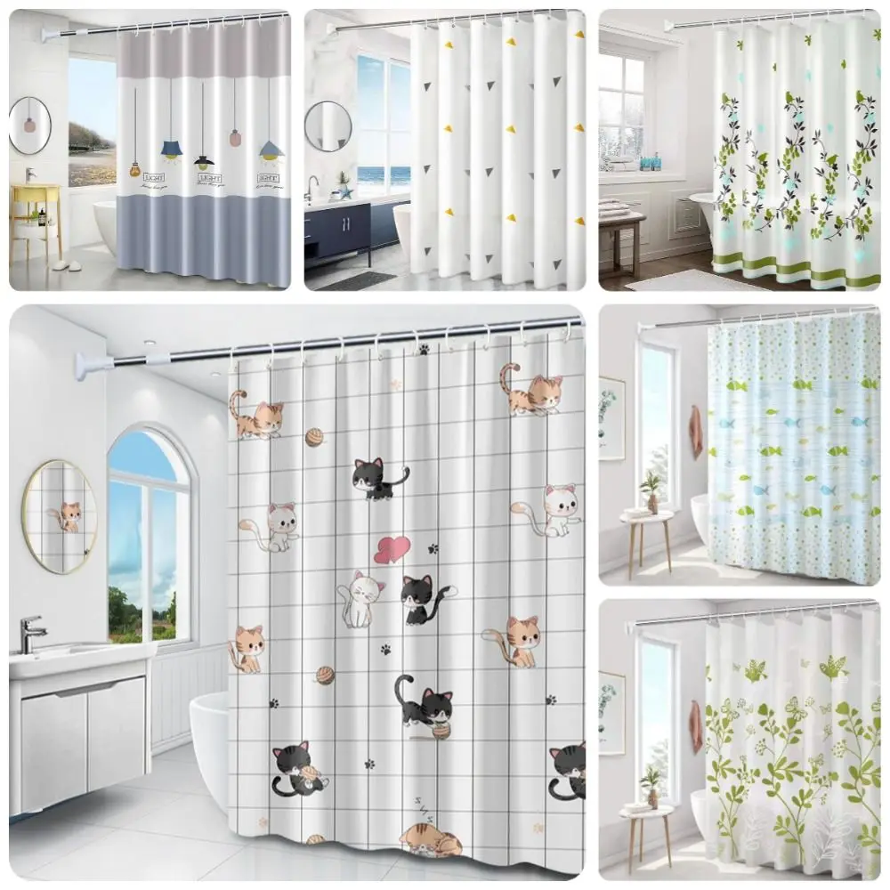 Mildew Proof Shower Curtain High Quality PEVA with 12 Hook Bathroom Curtain 180*150cm Thickened Printed Shower Curtain