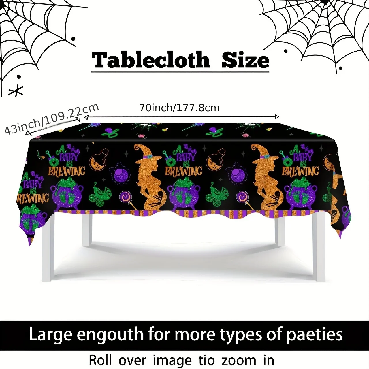 زينة استحمام الطفل للهالوين، 3 قطع من مفارش المائدة لحفلة الهالوين للأطفال، غطاء طاولة بلاستيكي للاستعمال مرة واحدة