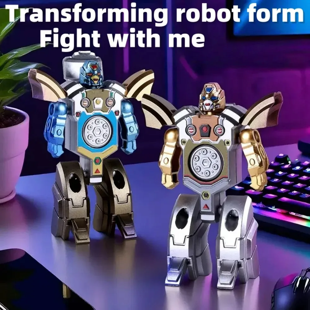 2 em 1 robô transformador fidget spinner, brinquedo de dedo de metal para alívio do estresse, modelo de figura de ação legal para meninos e crianças