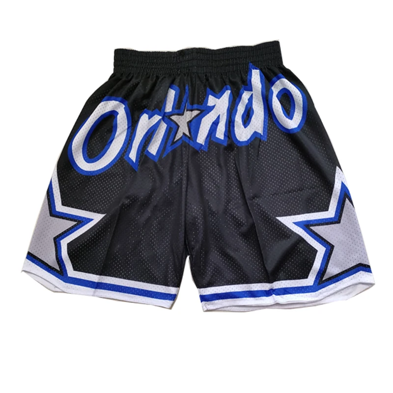 Basketball shorts Oakland Digital Printing Four pockets Sewing embroidery outdoor sport Beach pants ventilation Black 2024