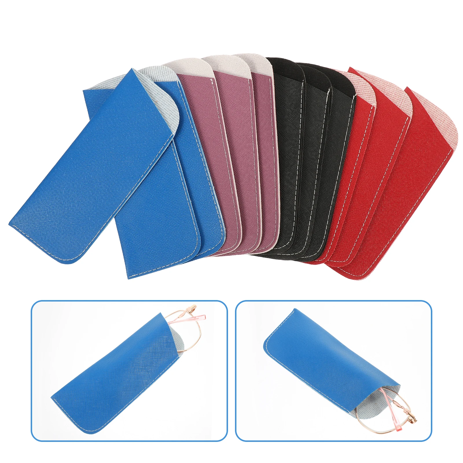 

12pcs Light Glasses Bag Eyeglasses Pouch Sunglasses Storage Pouches Travel Protective Bags Reading Glasses Case Soft Solid Color