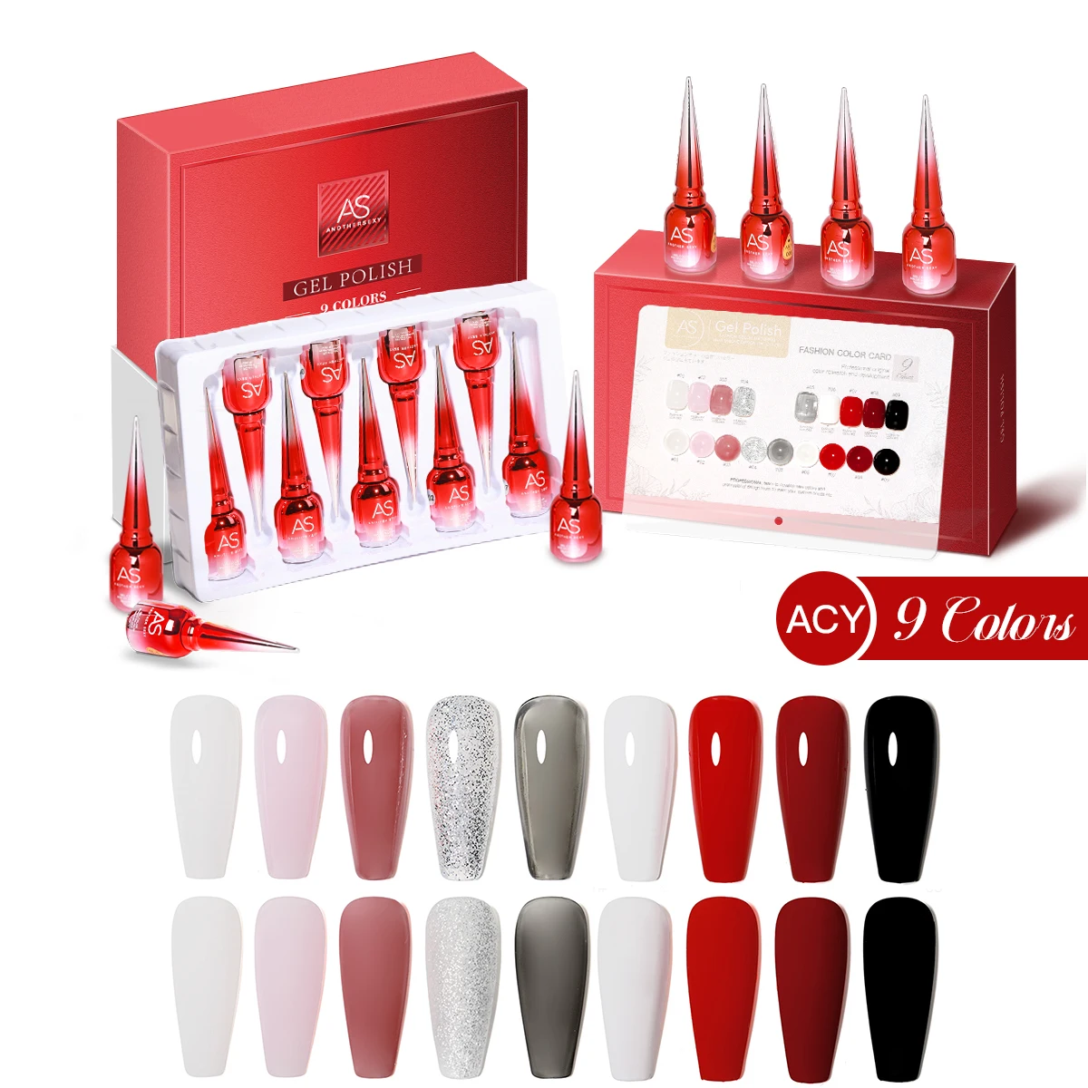 9色入りジェルネイルポリッシュセット、カラーチャート付き、プロ仕様マカロンマルチカラージェルネイルワニスキット、長持ち15ml、ヴェルニ