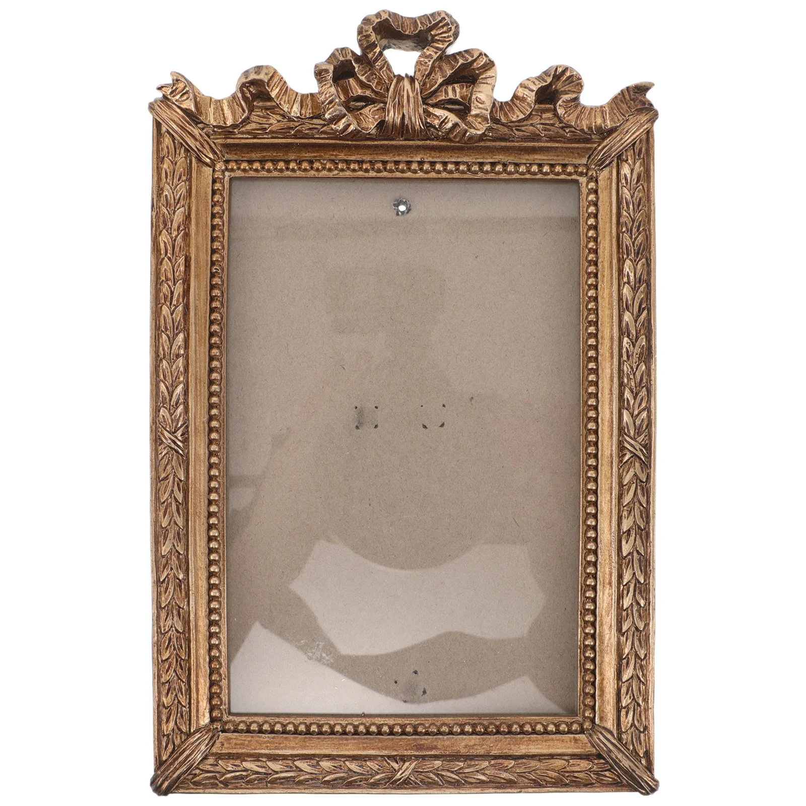 

Vintage Bow Picture Frame Gold Resin Embossed Retro European Style Wall Art Tabletop Decorative Frame Elegant Living Room
