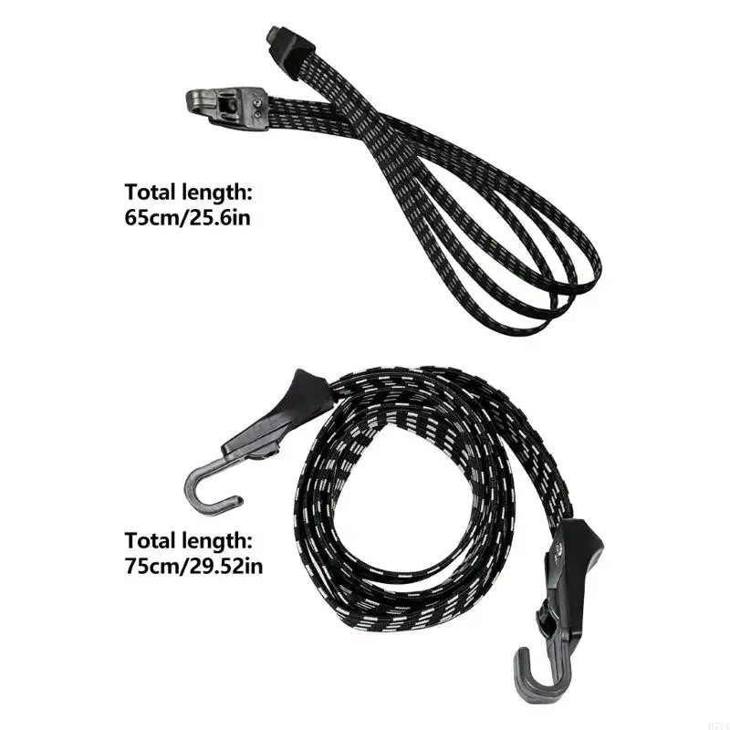 Reflective Cargo Tie-Down Cords for Bike Rack Loads, Braided Elastic Hook-End Cord Set for Motorcycle Luggage and Gear D7YA