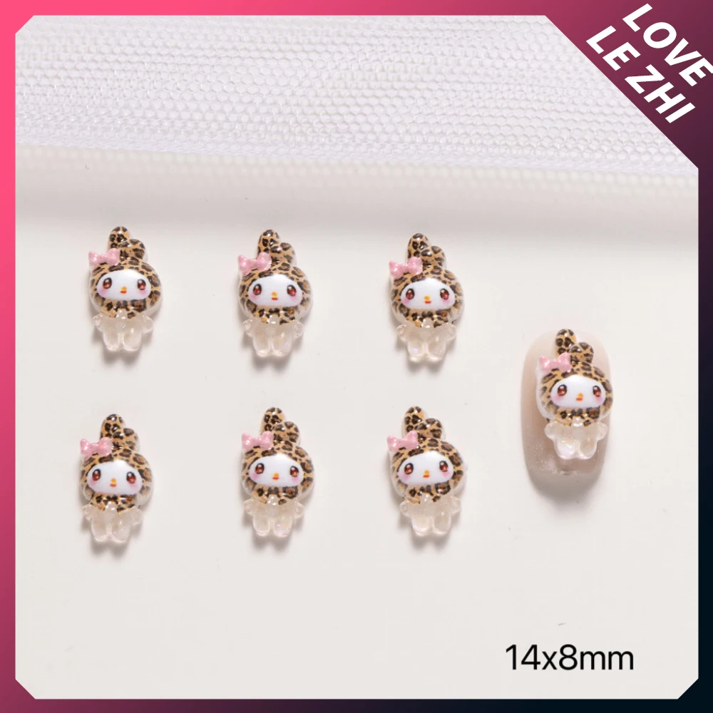 20 Stücke Zufällig Gemischt Mini Niedlichen Cartoon Nagel Zubehör Charme Sanrio Leopardenmuster Hallo Kitty Mymelody Harz Nail art Dekoration