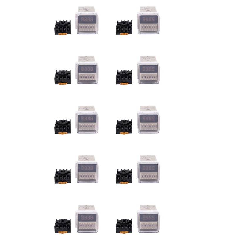 10X AC 220V 5A Programmable Double Delay Relay Device Tool DH48S-S-A68E