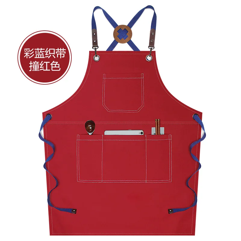 Barista Apron Kitchen Chef Baking Catering Fashion Beauty Canvas Suspenders Sculpture Artist Work Clothes Denim Men Custom Logo