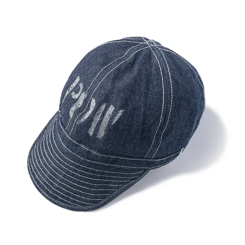 

Bronson Vintage Warrior hat Raw Red Ear Denim Baseball Cap POW Cowboy Flat-Brim Prisoner of War Cap