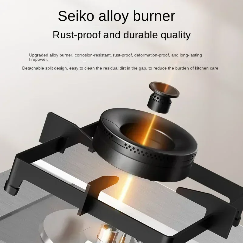 

Home Natural Gas Dual Stoves with 5.2kW Powerful Flames Easy To Clean and Durable Stainless Steel Panel Table Embedded Dual-use