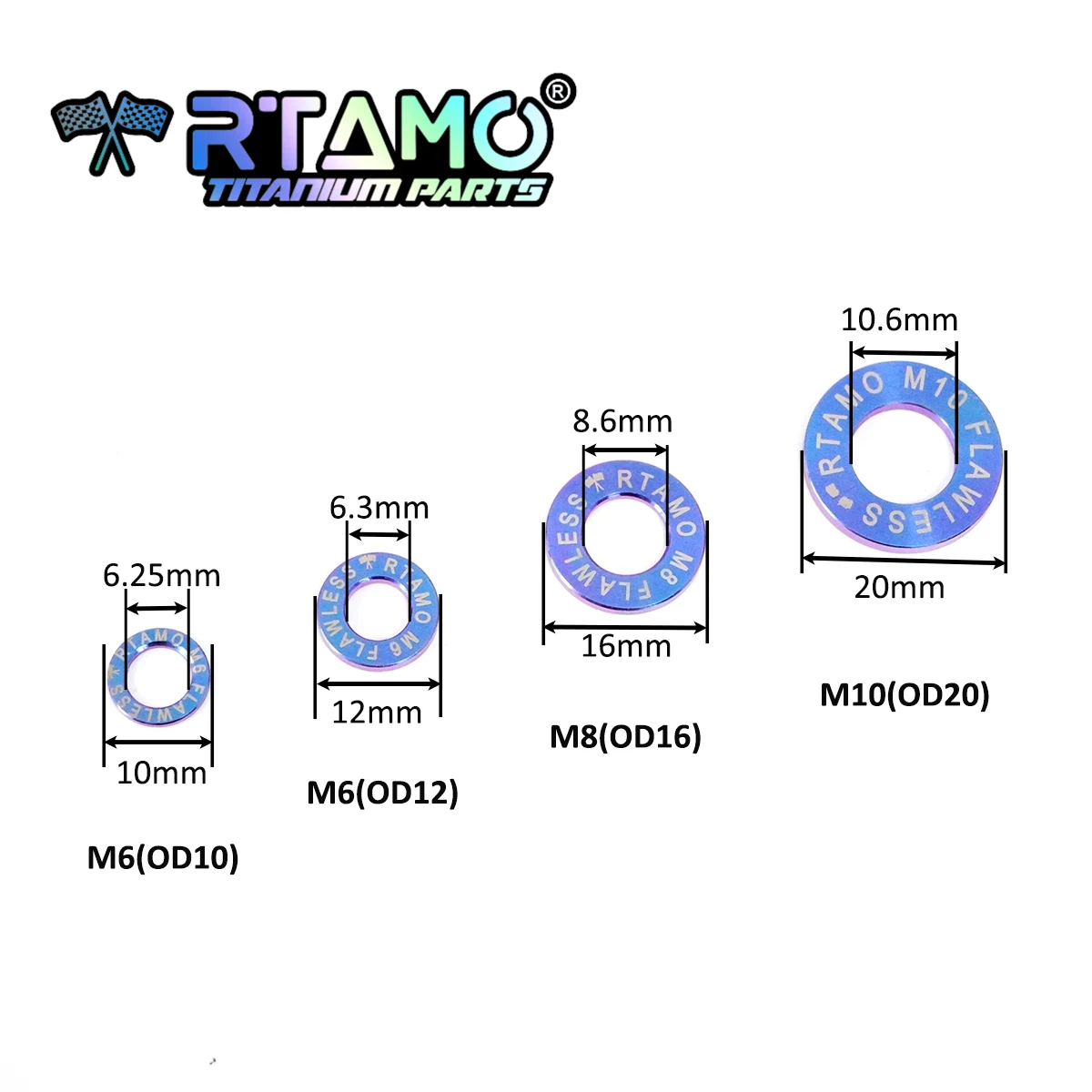 RTAMO Gr5 Titanium Platte Wasmachine M6 M8 M10 M12 Pakking voor Motorfiets Fiets Automobiel (1 stuk)