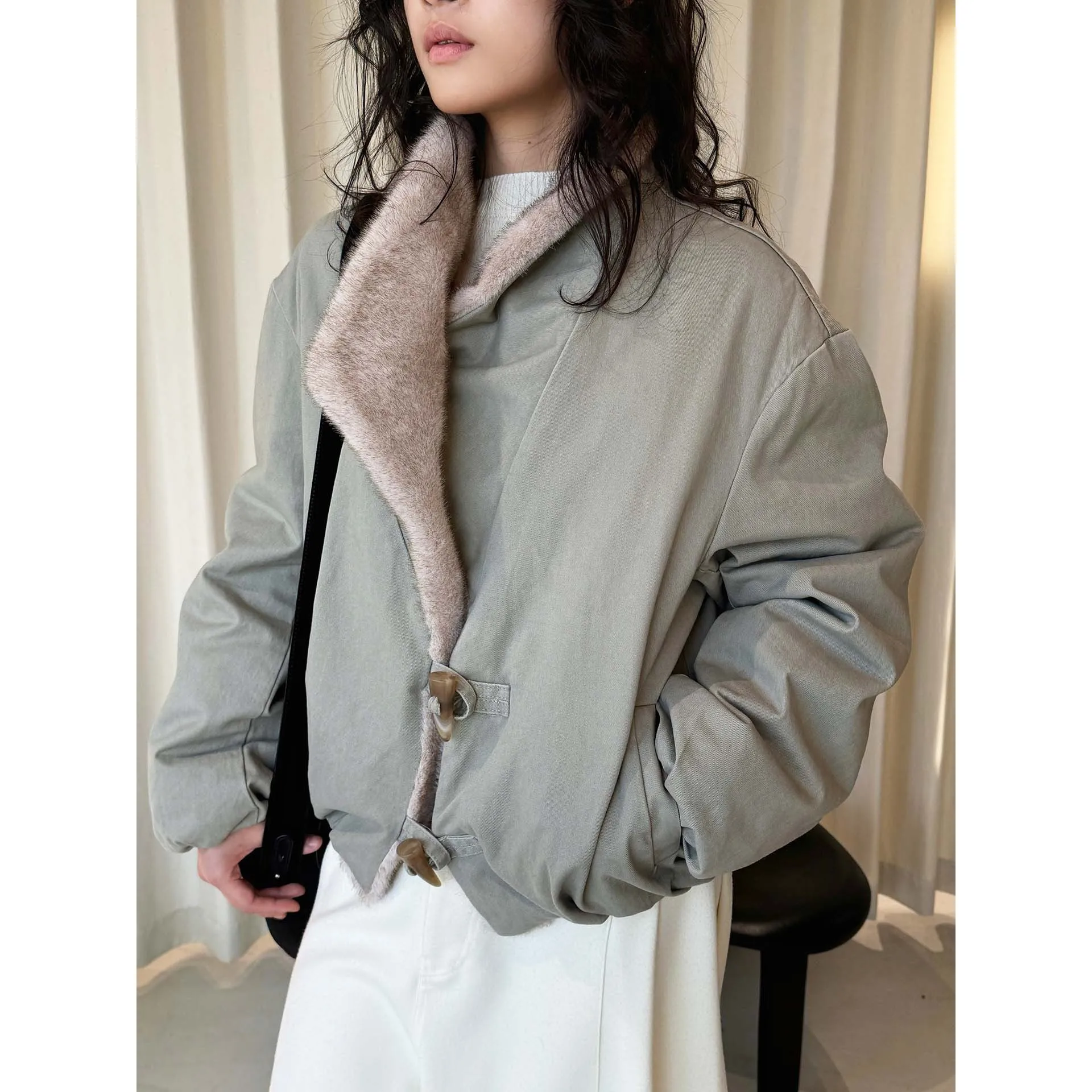 UMI MAO  Winter New Korean Fashionable Design Lapel Mink Fur Down Jacket Comfortable Warm Coat for Women