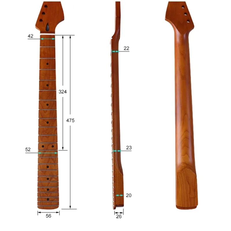 22 Frets Roast Maple Electric Guitar Neck Maple Fretboard Inlay dots matte Paint Guitar Parts Accessories