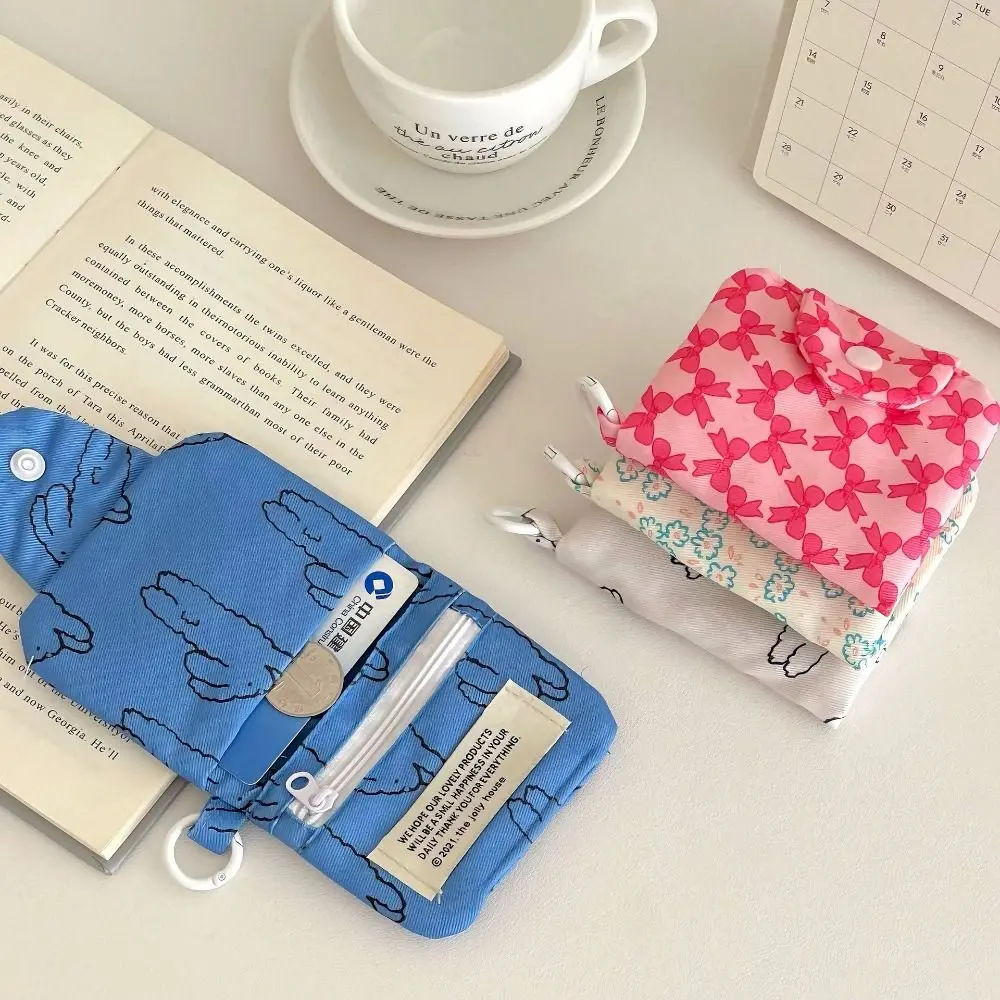 New Cute Student Coin Purse Fashion Portable Wallet Card Holder Package Pendant Floral Printed Small Storage Bag