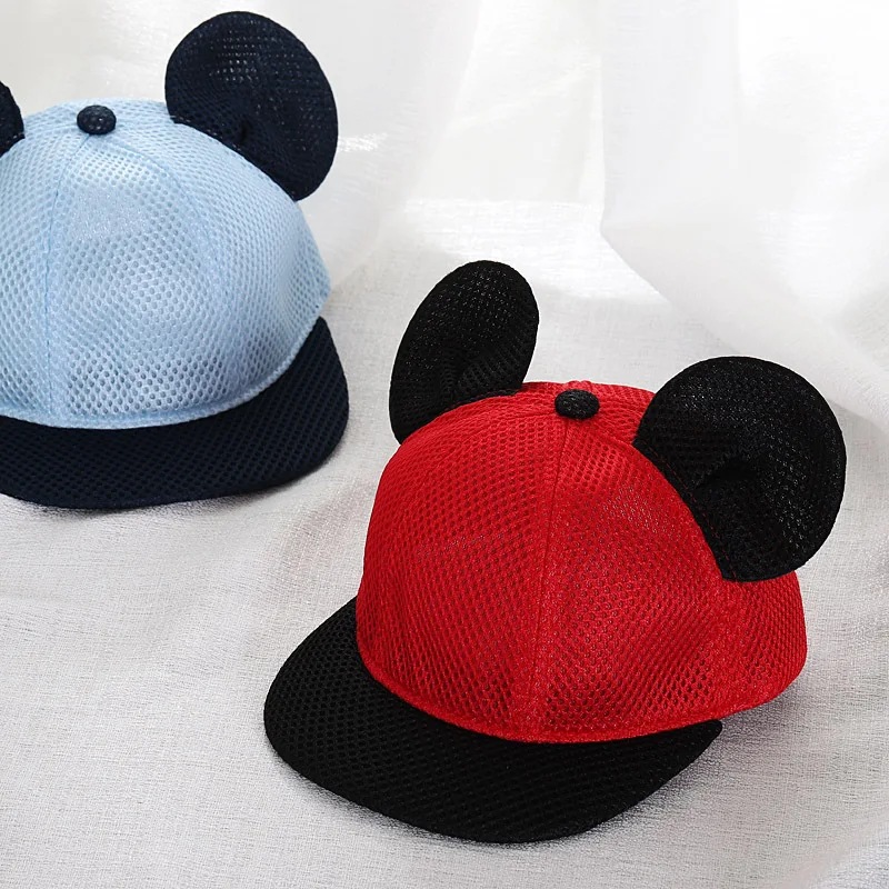 Disney Kawaii Mickey Children Hat Cute Mickey Mouse Ear Mesh Baseball Caps for Baby Boys Girls Fashion Trend Snapback Cap Gift