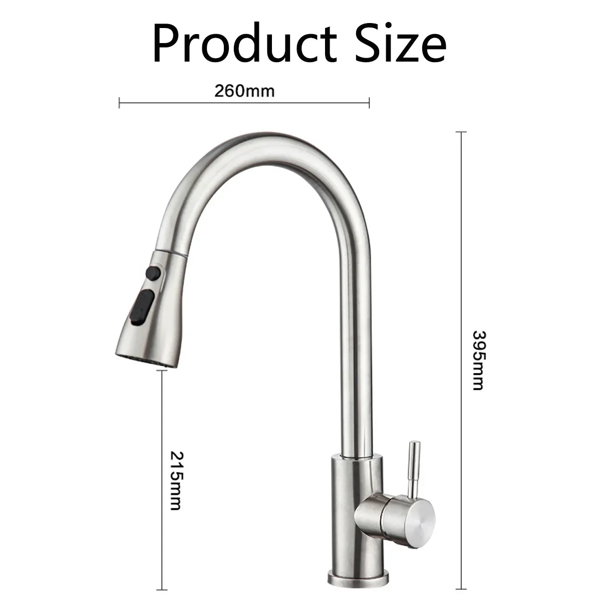 Kitchen Faucets Brushed Nickel Pull Out Kitchen Sink Water Tap Deck Mounted Mixer Stream Sprayer Head Hot Cold Taps Sliver