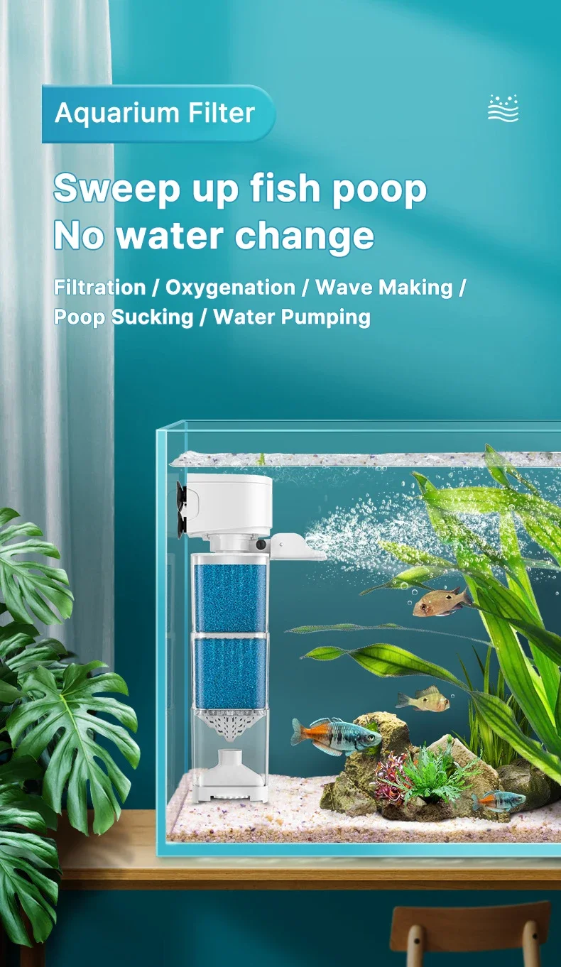 220V Geräuscharme Tauchpumpe für Aquarien, Multifunktionale Sauerstoffpumpe, Wellengenerator, Interner Zirkulationswasserfilter – Detail 1