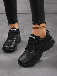 Shoes Woman  Trend Autumn Casual Non-Slip PU Soft Light Breathable Flats Platform White Black Women Sneakers Ladies Trainers