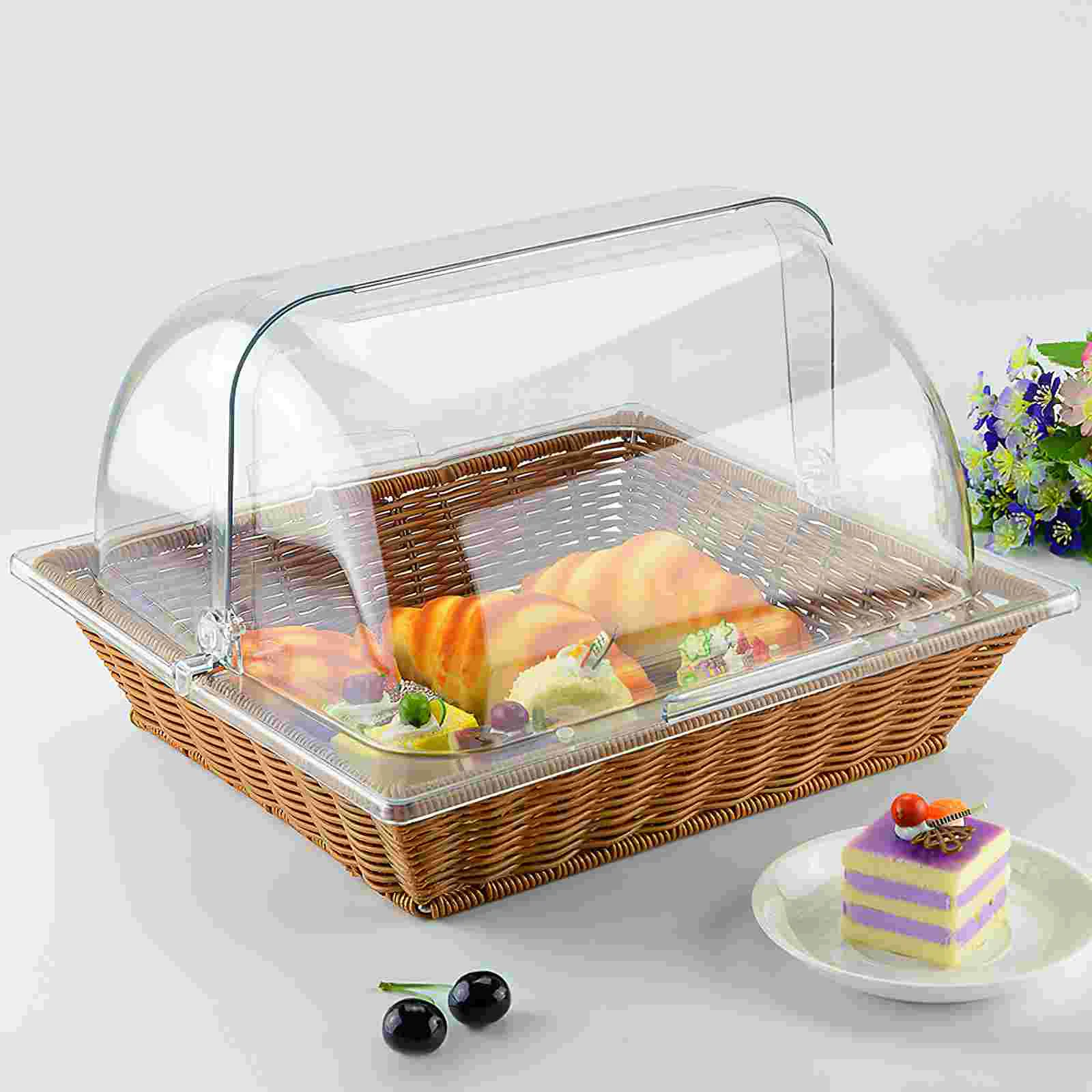 Display Cases Munchies Dessert Showcase Acrylic Cake Dust Cover Glass Bread Pan Pastry Sample