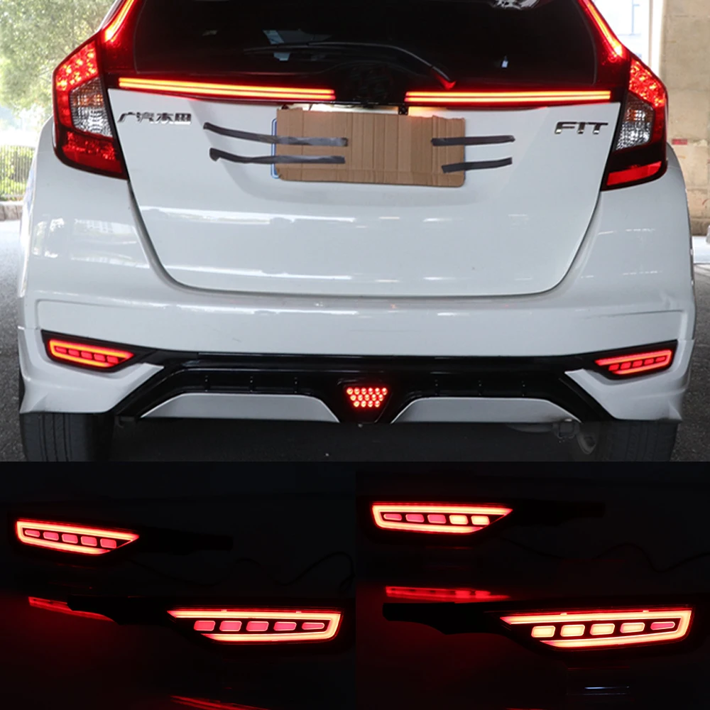 For Honda Jazz Fit 2018 2019 2020 Rear Bumper Light Rear Reflector Lights Driving Brake Light Fog Lamp Car Accessories