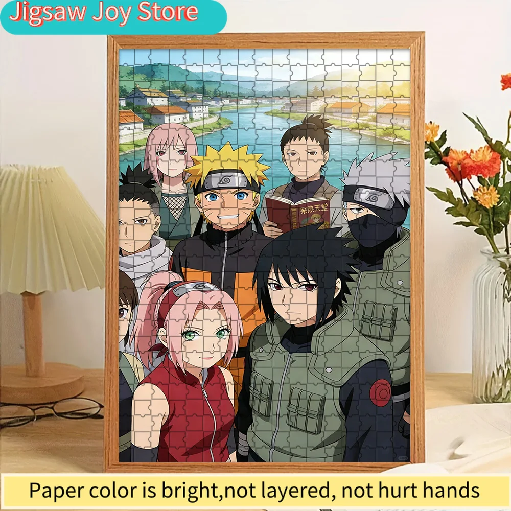 

Аниме-пазл «Наруто: Группа персонажей Конохи 11» из плотной бумаги премиум-класса, HD-изображение с видом на реку и деревню