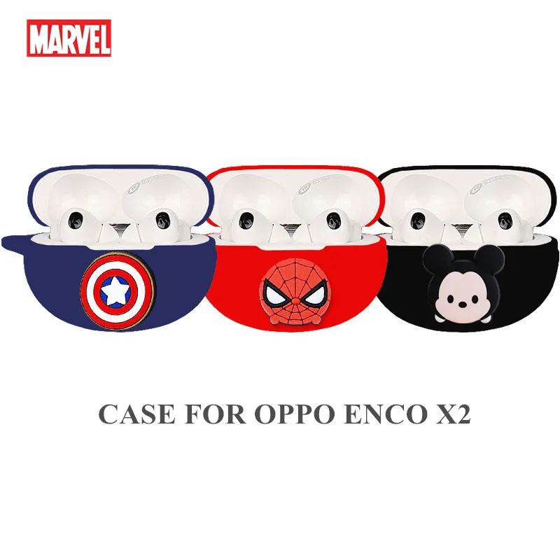 Cartoon Marvel Earphone Case For OPPO Enco X2 Soft Silicone Wireless Blutooth Earbuds Charging Box Protective Cover With Hook