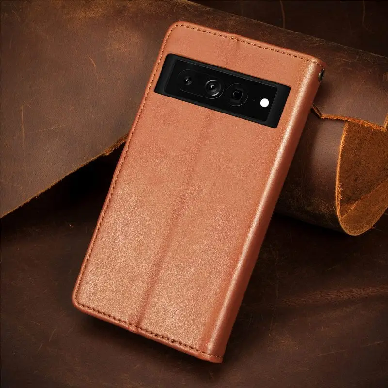 Solid Color Leather Flip Case Wallet Phone Cover For Google Pixel 8 Pro 7A  6 Pro 5A 6A Side Buckle Magnetic Folding Phone Case