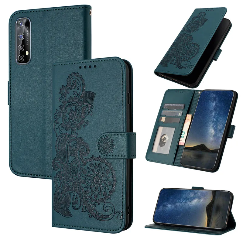 Etui na telefon Flower Wallet do OPPO Realme 7i Global 9i 8 9 Pro+ Plus Realme7 5G Etui skórzane Flip Stand Pokrowiec na telefon Totem Capa