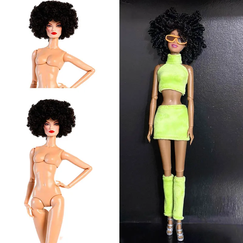 32cm Wool Short Curls Hair Retro Makeup Everyday Makeup FR Supermodel Doll 1/6 Babi Doll Joints Movable Fashion Dress Up Figure