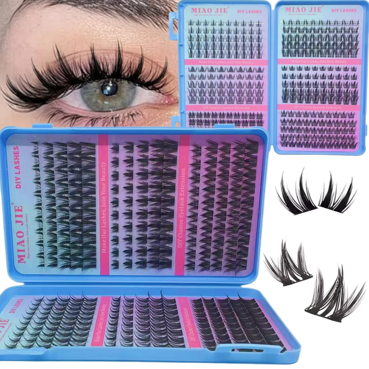 WINKLURE Manga Anime Wispy Spiky Lash Clusters with Individual DIY Eyelash Extensions Fox Eye Cluster Lashes