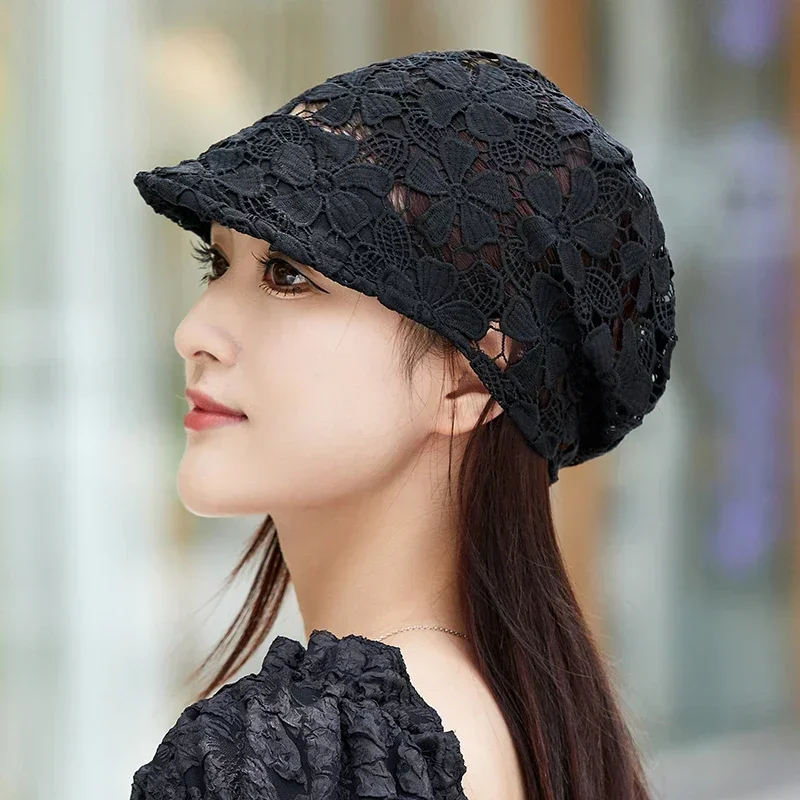 verao-fino-oco-gancho-flor-chapeu-elegante-senhoras-casual-bone-de-pico-moda-all-match-simples-ao-ar-livre-rua-doce-bones-de-beisebol