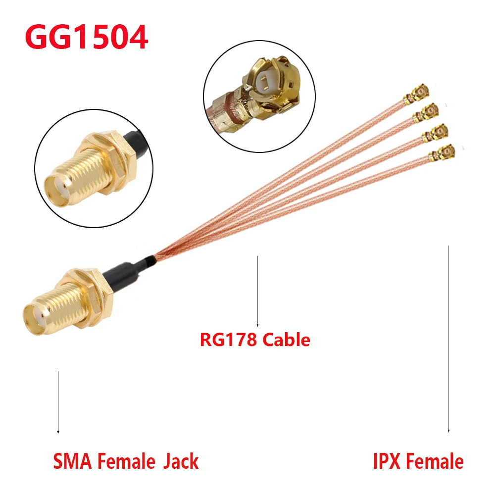 1PC 1to 4 SMA to 4 IPX Splitter RG178 Cable SMA Pigtail 4 x U.fl Ipx IPX1 Female SMA Female WIFI Antenna Extension Jumper